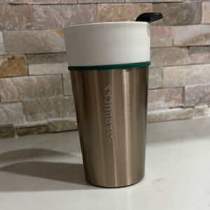 Starbucks Metallic Tumbler with White and Black Lid